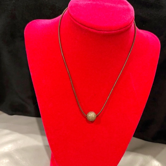 Diamond Pave Circle Pendant Necklace on Leather - Picture 2 of 6